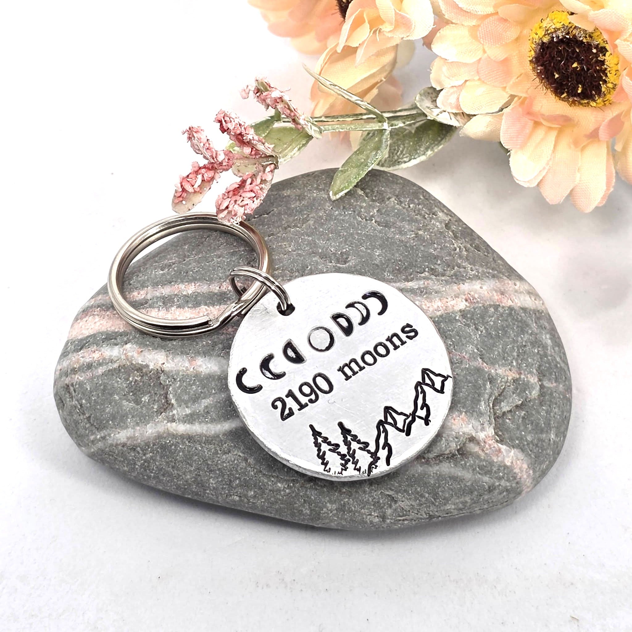 6th Anniversary Keyring , Iron Anniversary Keepsake, Personalised Moon Phase Gift for Him or Her