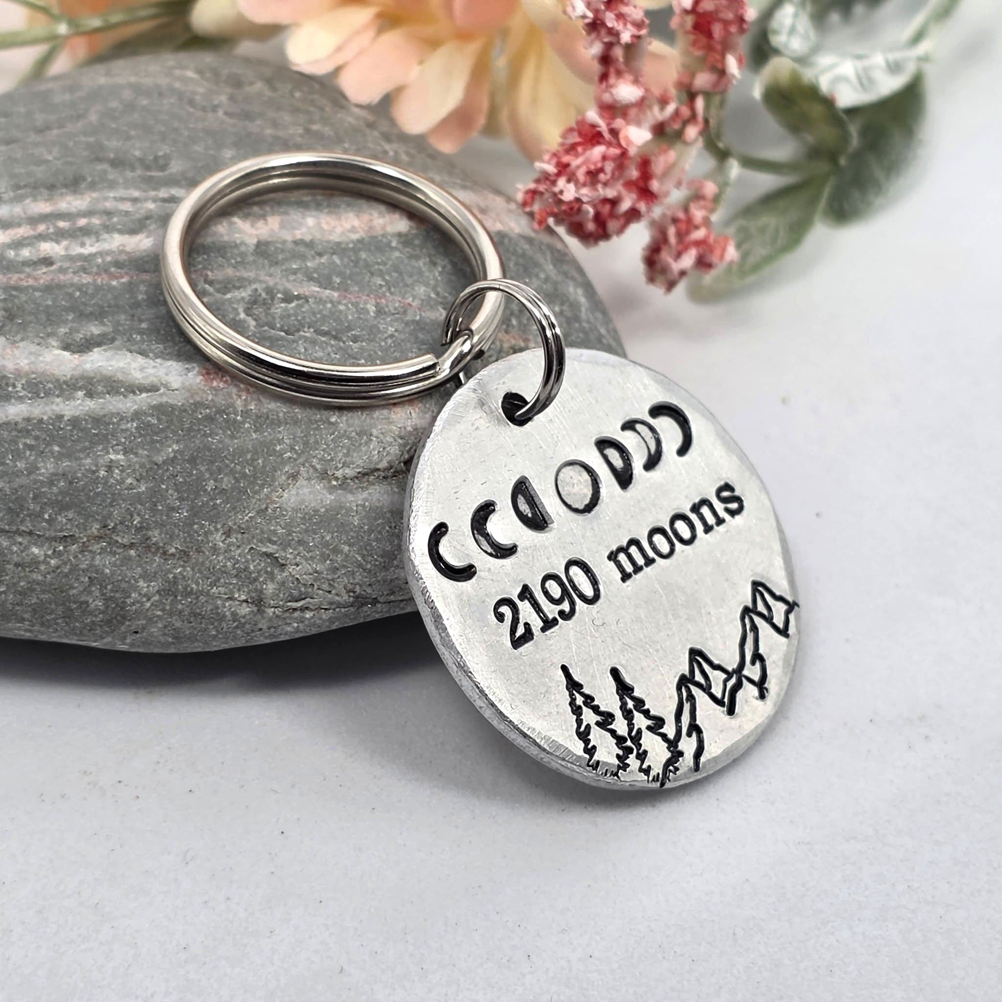 6th Anniversary Keyring , Iron Anniversary Keepsake, Personalised Moon Phase Gift for Him or Her