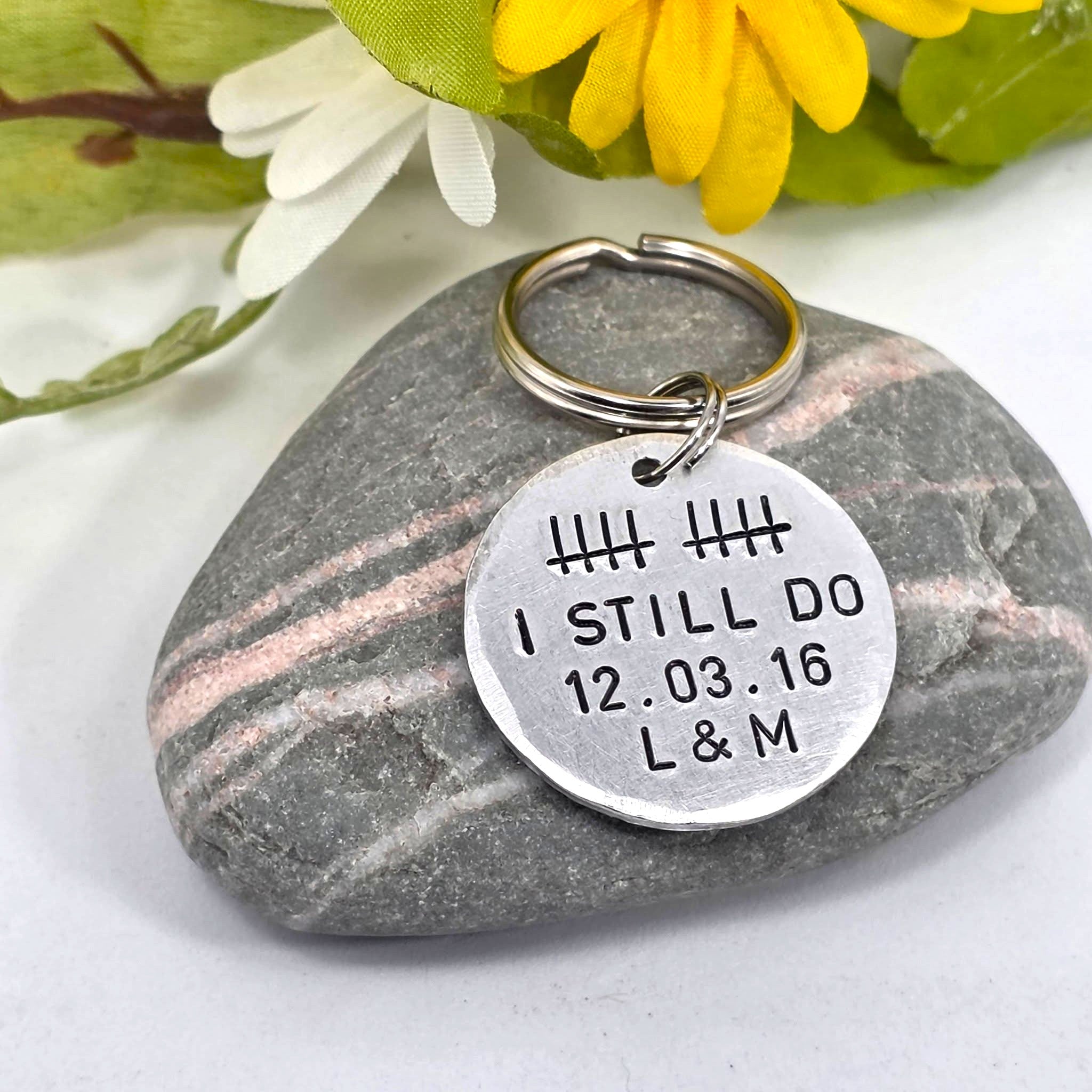 10th Anniversary Aluminium Keyring - “I Still Do”- Tally Mark Gift, 10 Years Wedding Keepsake for Husband or Wife