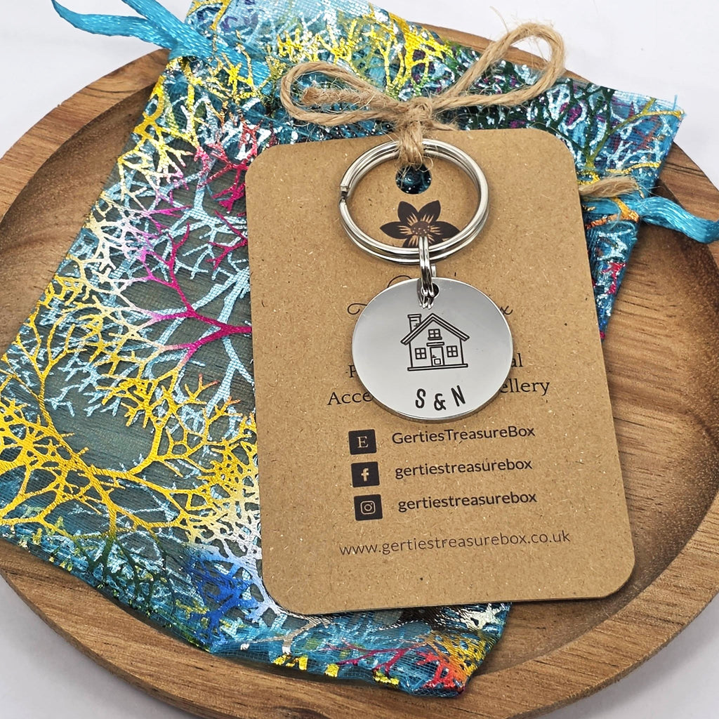 New Home Keyring, Our First Home Tag, Personalised Housewarming Moving in Gift