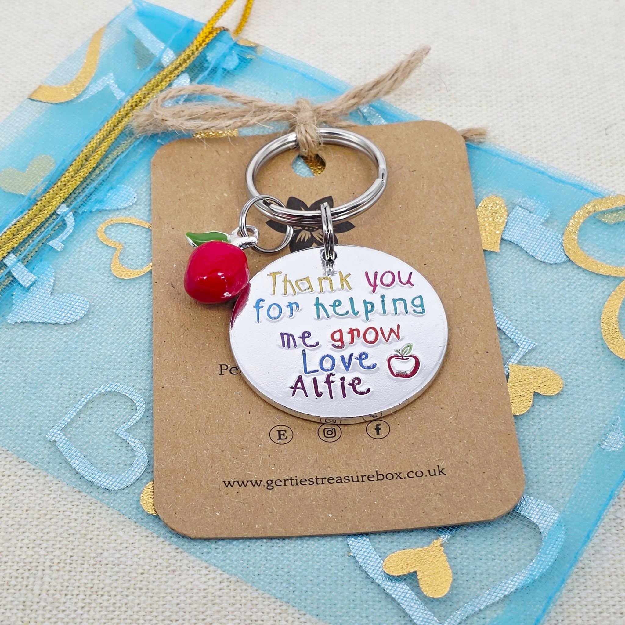 'Thank You For Helping Me Grow' Teacher Keyring