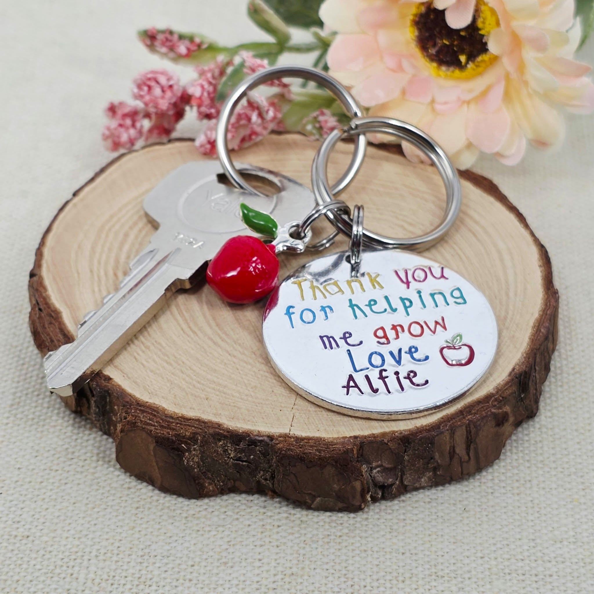 'Thank You For Helping Me Grow' Teacher Keyring