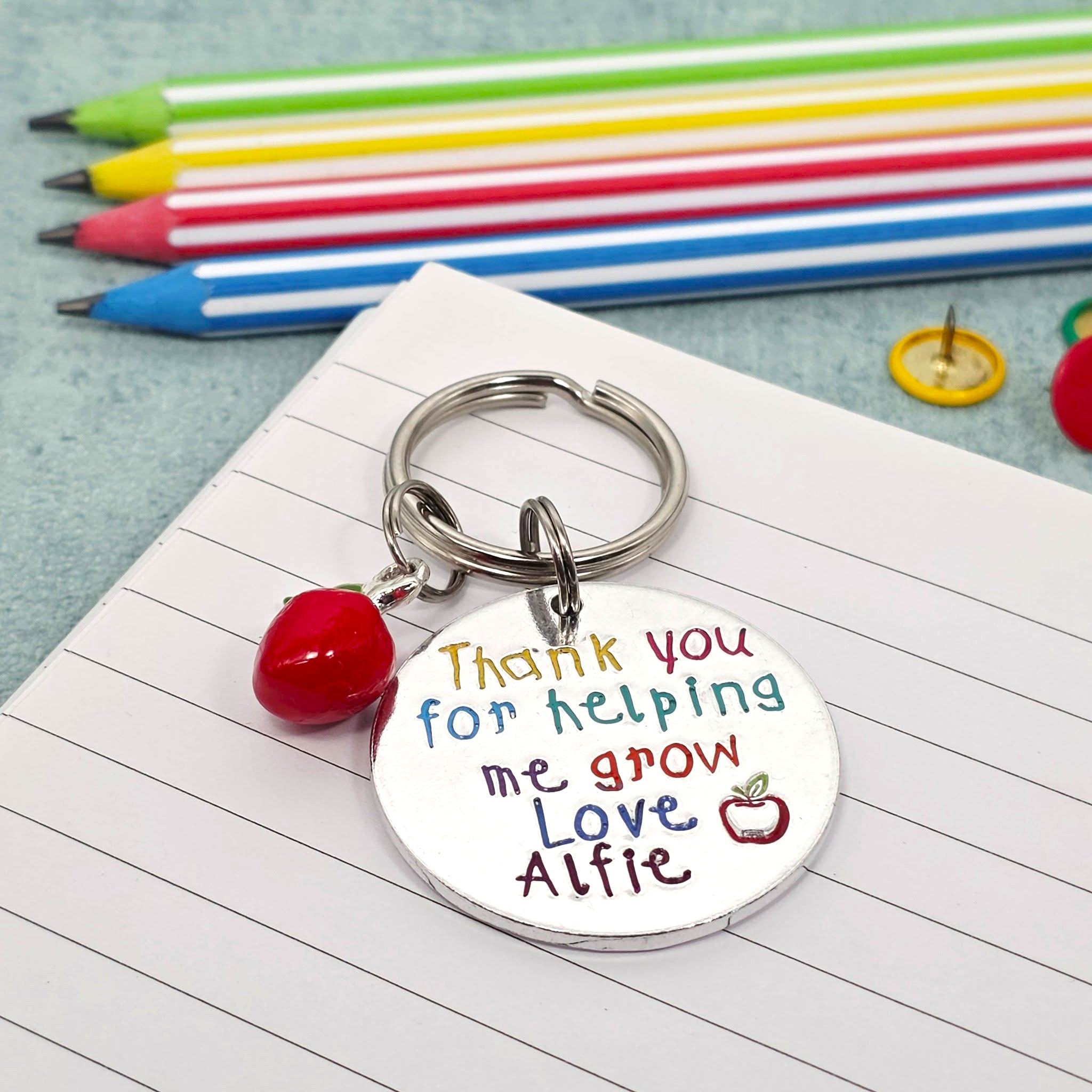 'Thank You For Helping Me Grow' Teacher Keyring