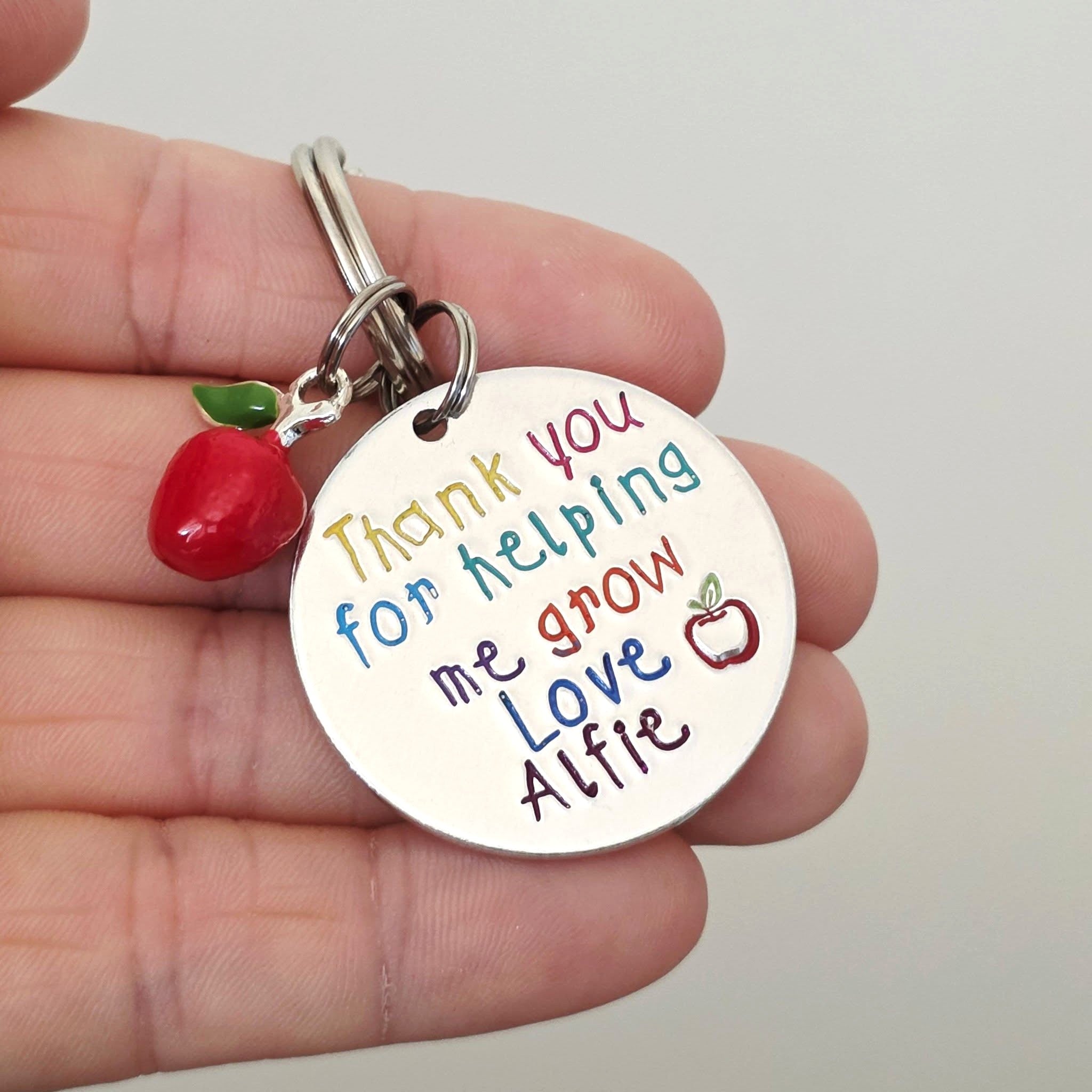 'Thank You For Helping Me Grow' Teacher Keyring