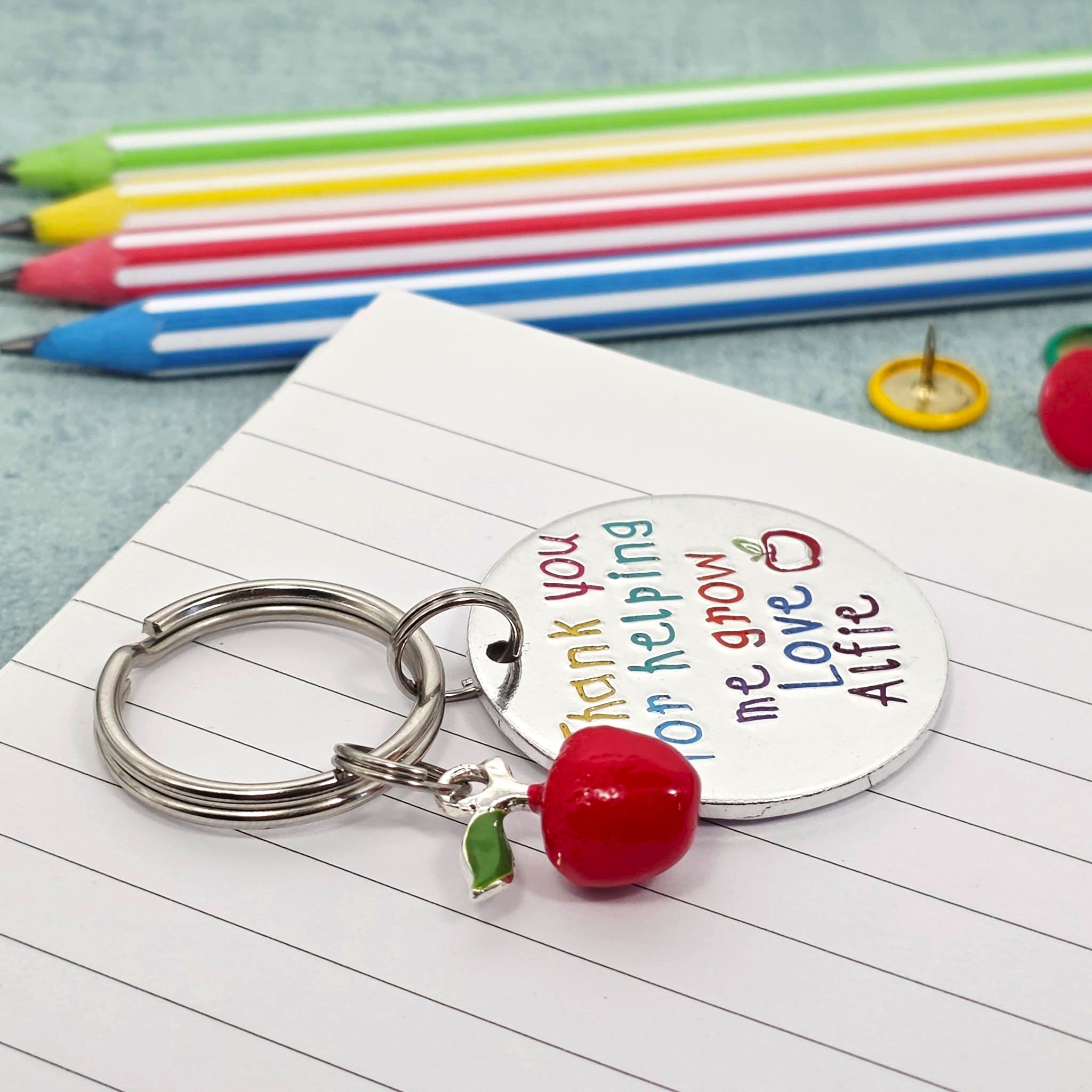 'Thank You For Helping Me Grow' Teacher Keyring