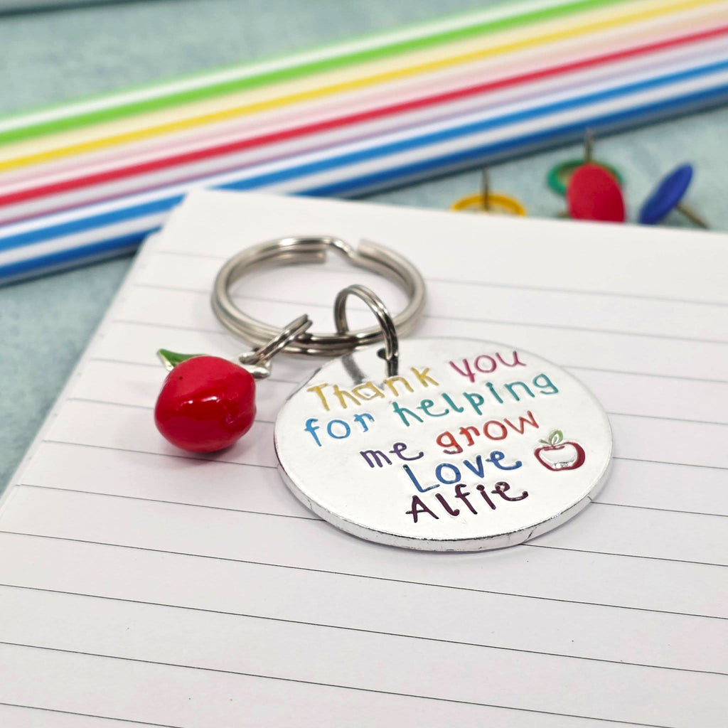 'Thank You For Helping Me Grow' Teacher Keyring