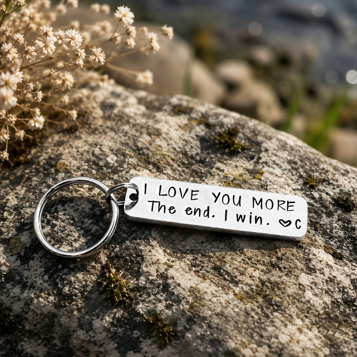 'I Love You More. The End. I Win.' Couple's Keyring