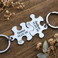 Special Date and Name Puzzle Couple's Keyring Set