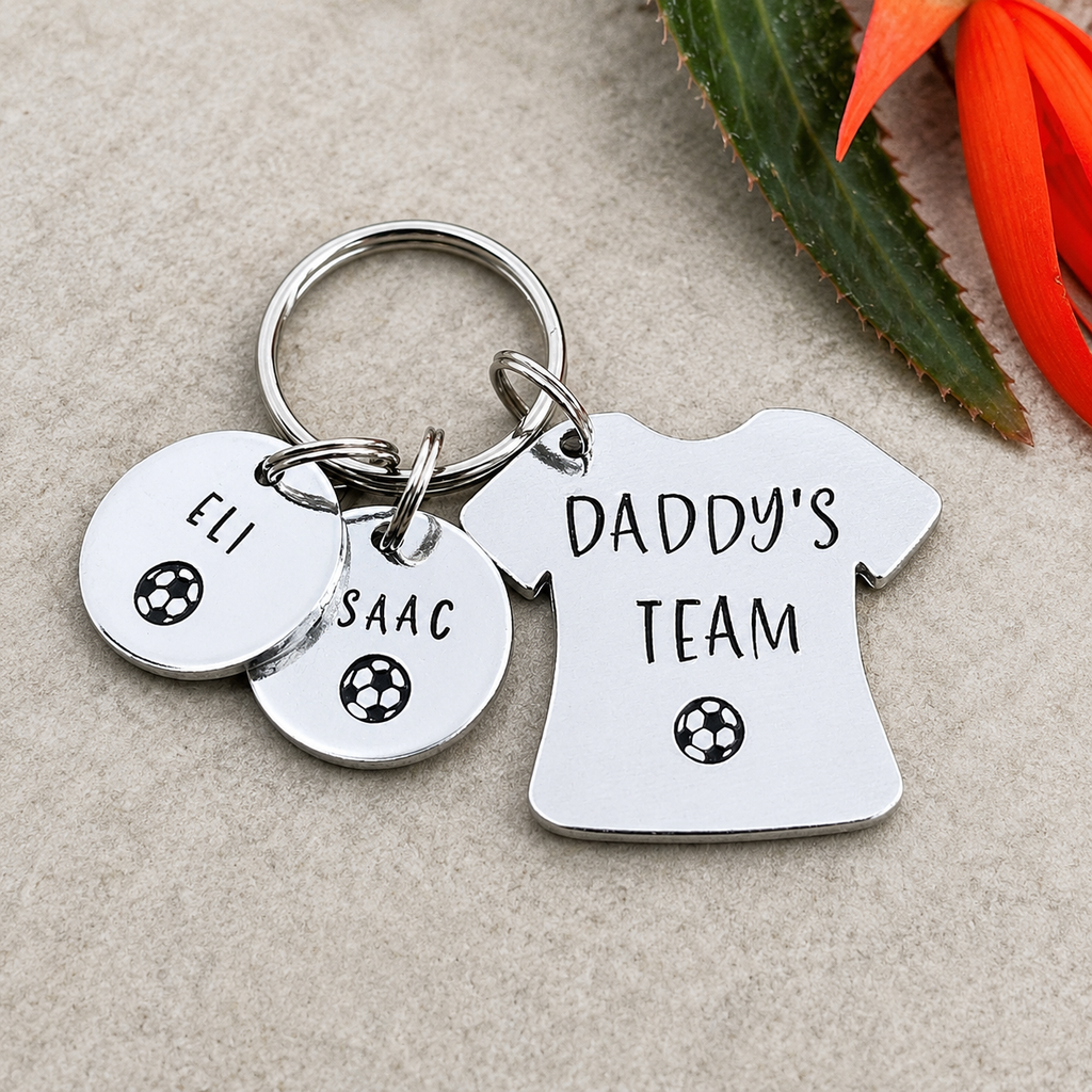 'Daddy's Team' Football Player Keyring