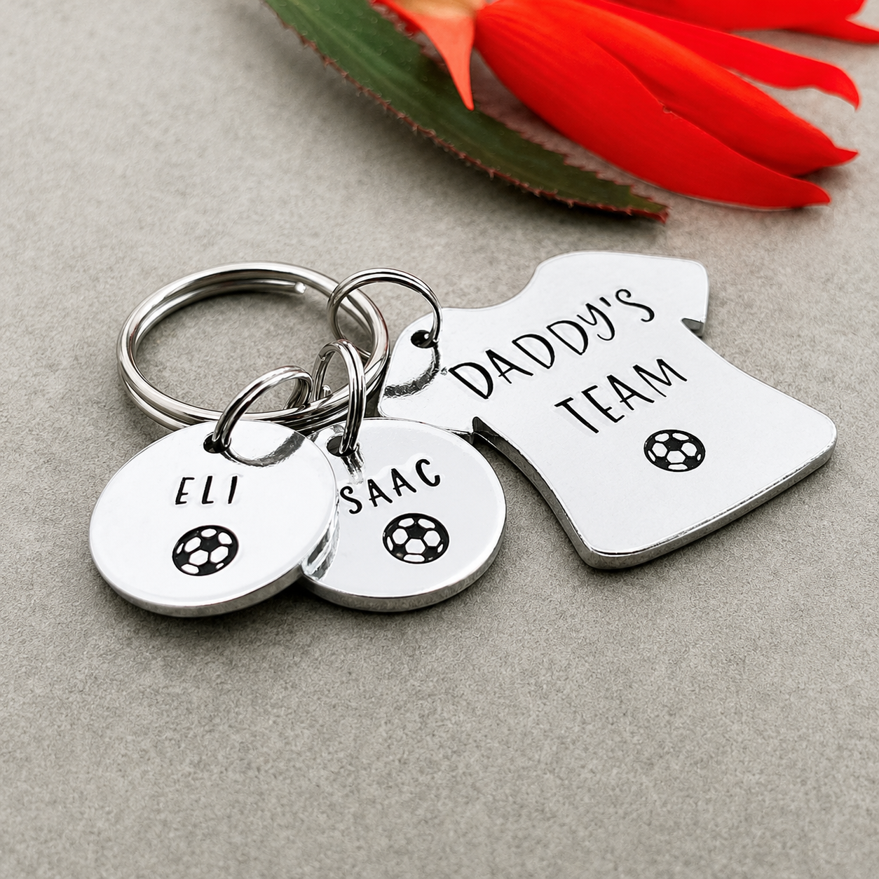 'Daddy's Team' Football Player Keyring