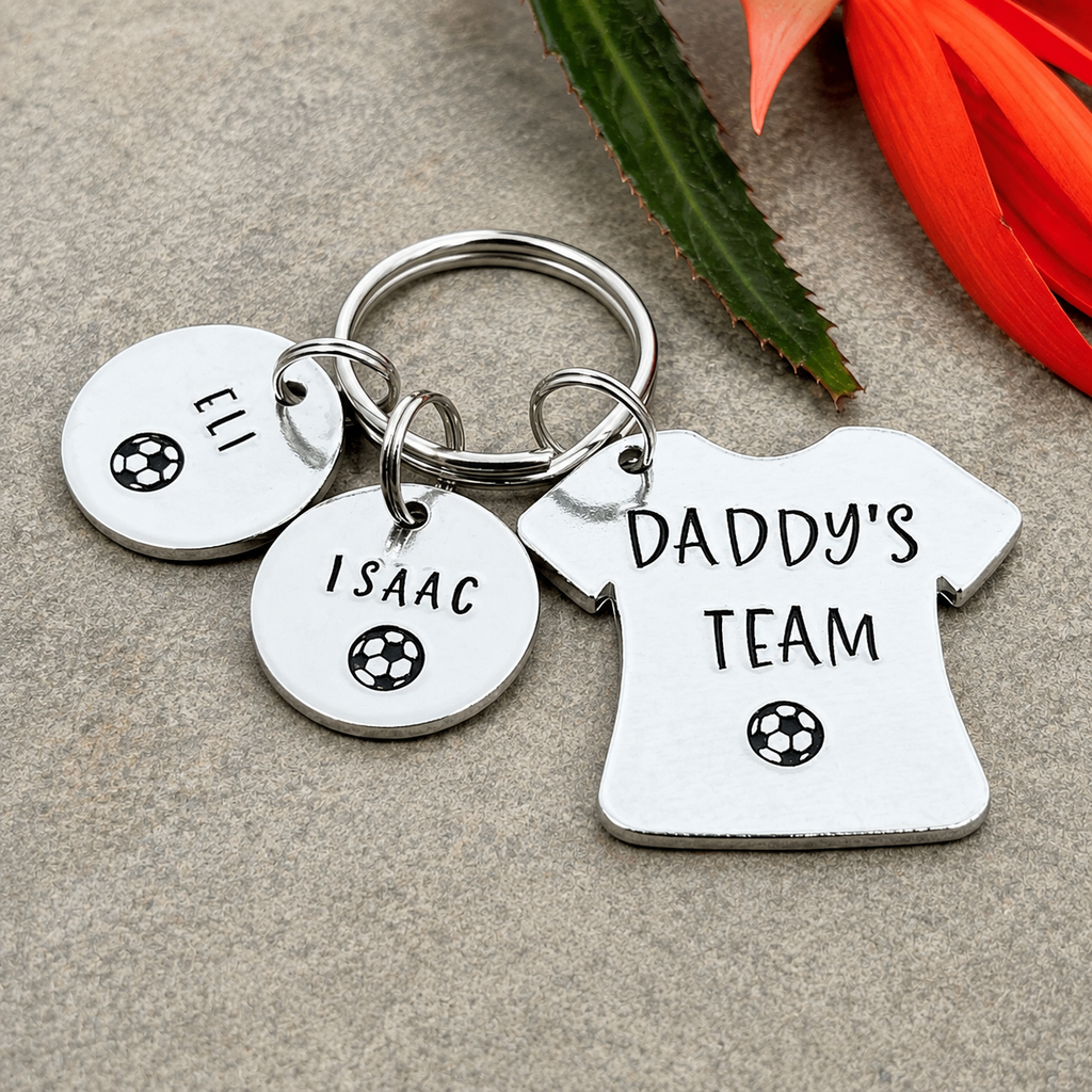 'Daddy's Team' Football Player Keyring