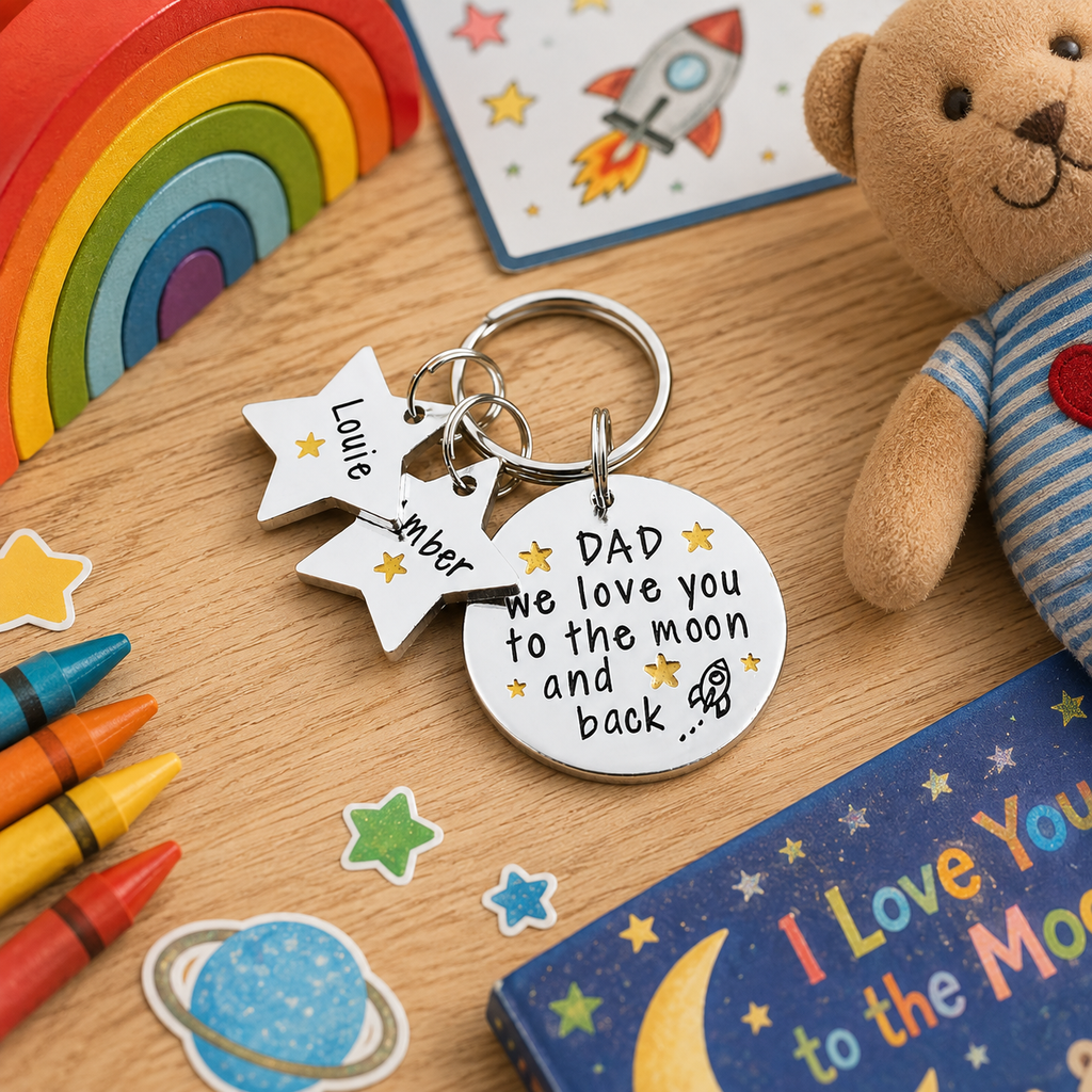 'Daddy I Love You To The Moon and Back' Keyring