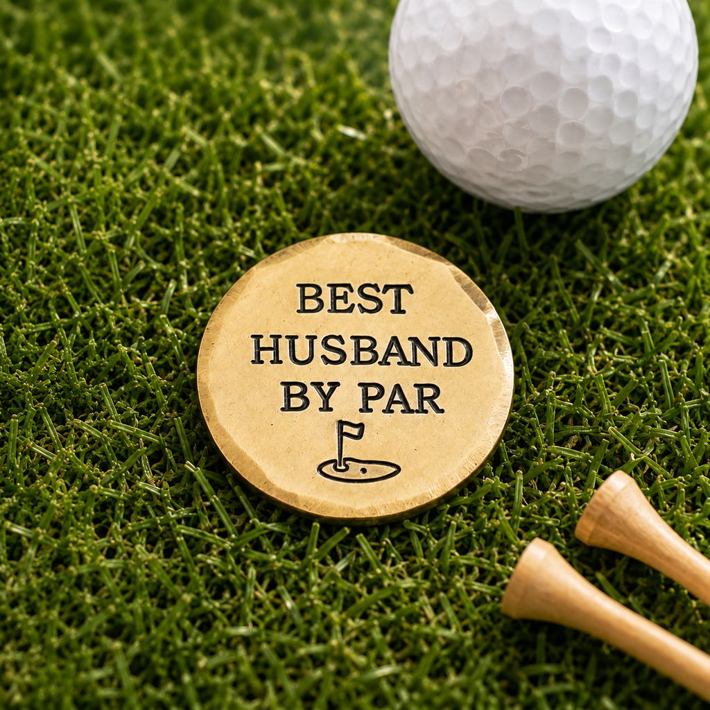 Best Husband By Par Brass Golf Ball Marker, 21st Wedding Anniversary Gift