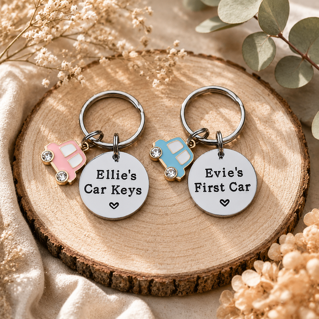 New Driver Keyring, First Car Gift, New Car Personalised Name Keyring