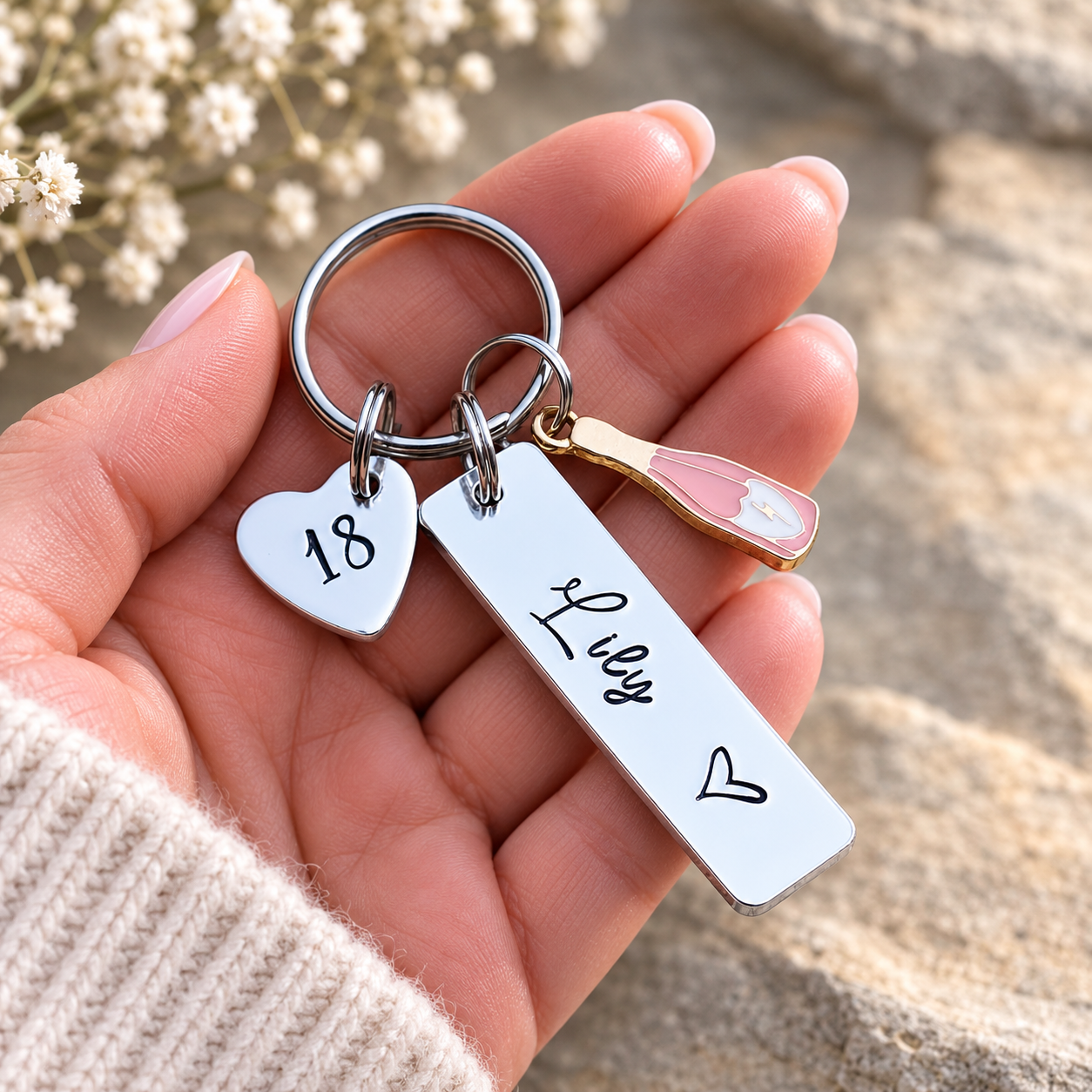Girls 18th Birthday Gift, 18th Birthday Keyring, Personalised Eighteenth Birthday Keyring