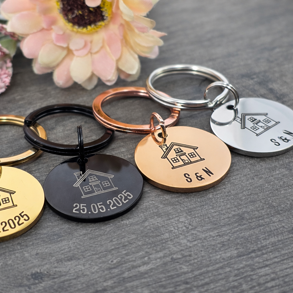 New Home Keyring, Our First Home Tag, Personalised Housewarming Moving in Gift