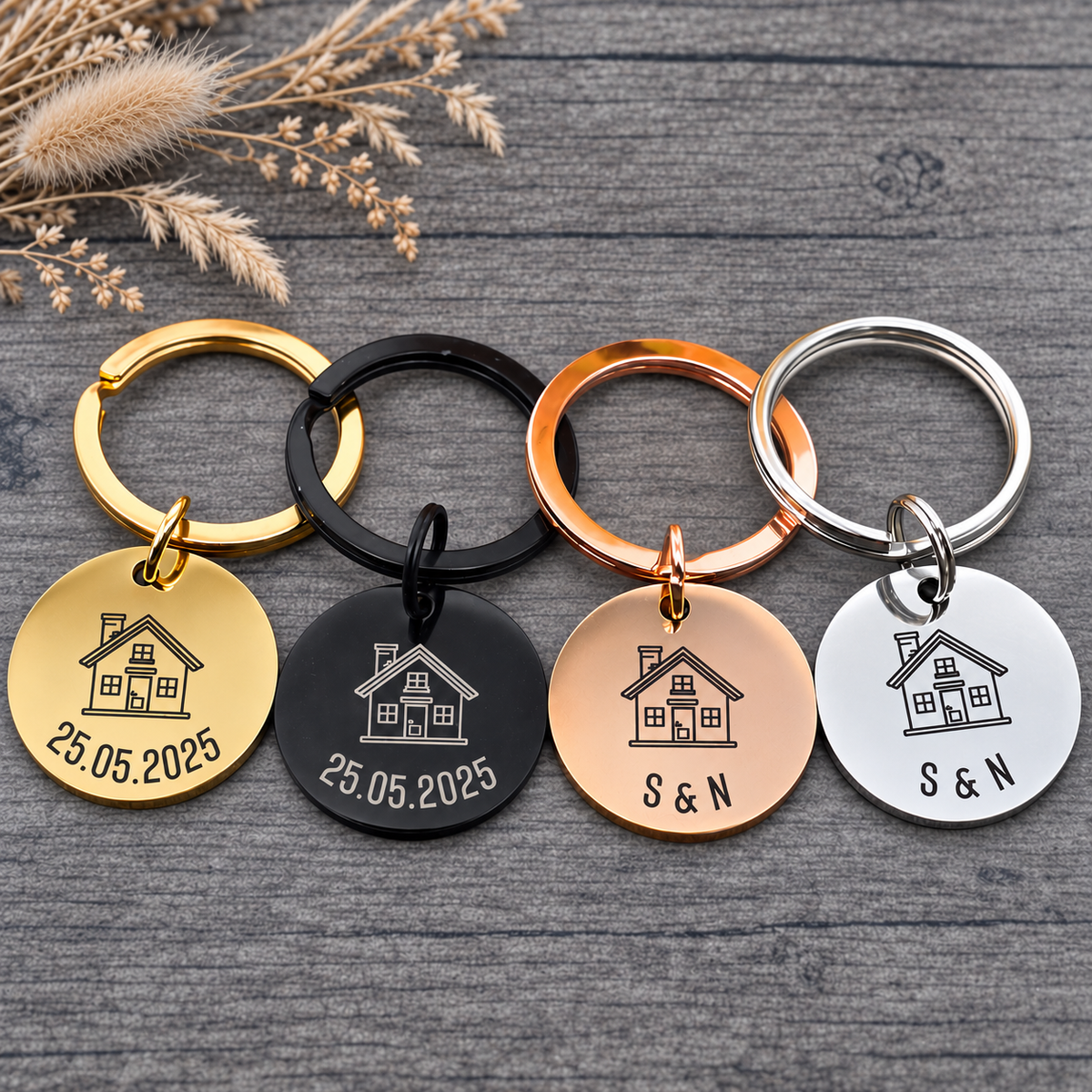 New Home Keyring, Our First Home Tag, Personalised Housewarming Moving in Gift