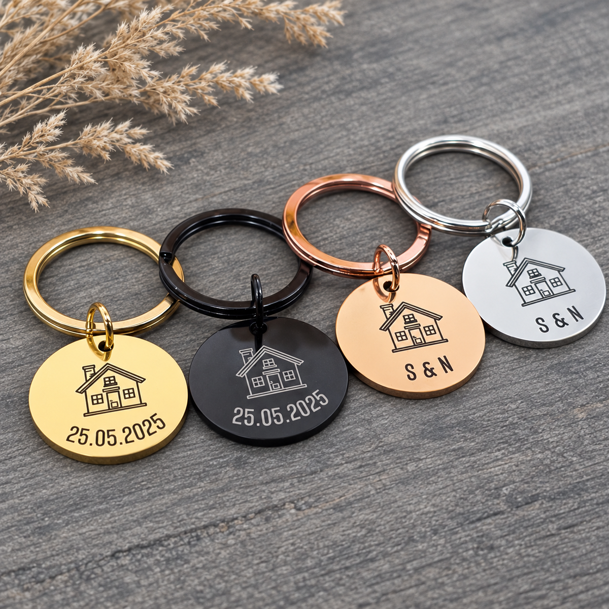 New Home Keyring, Our First Home Tag, Personalised Housewarming Moving in Gift