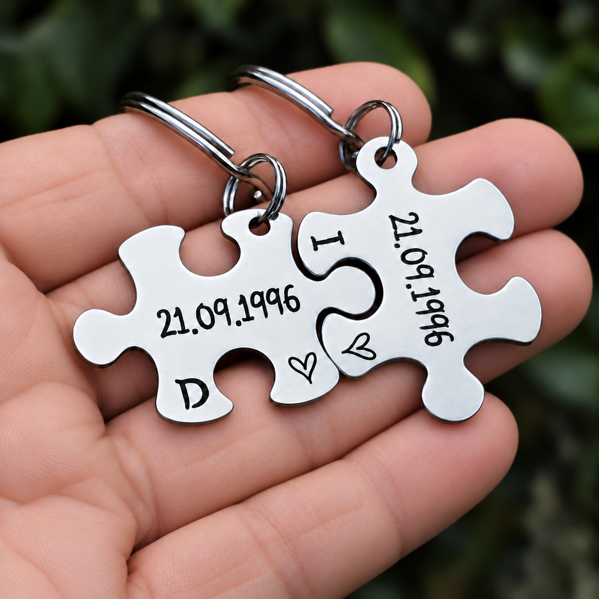 Special Date Couple's Puzzle Keyring Set