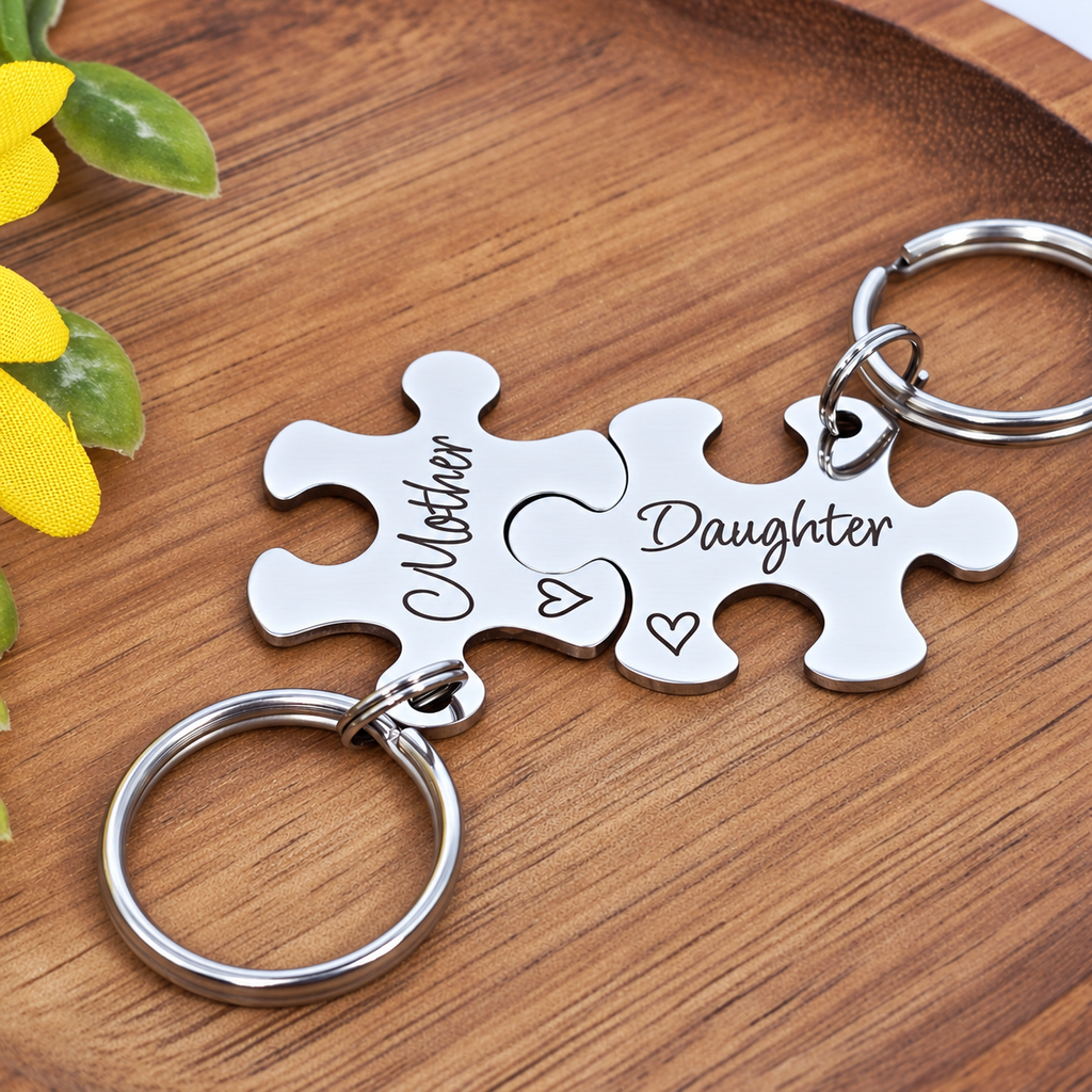 Mother Daughter Puzzle Keyring Set