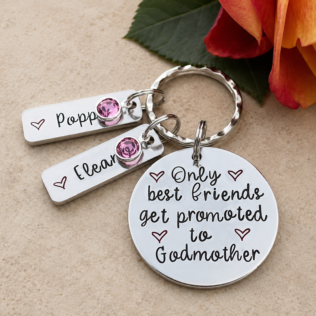 Godmother Keyring with Birthstones