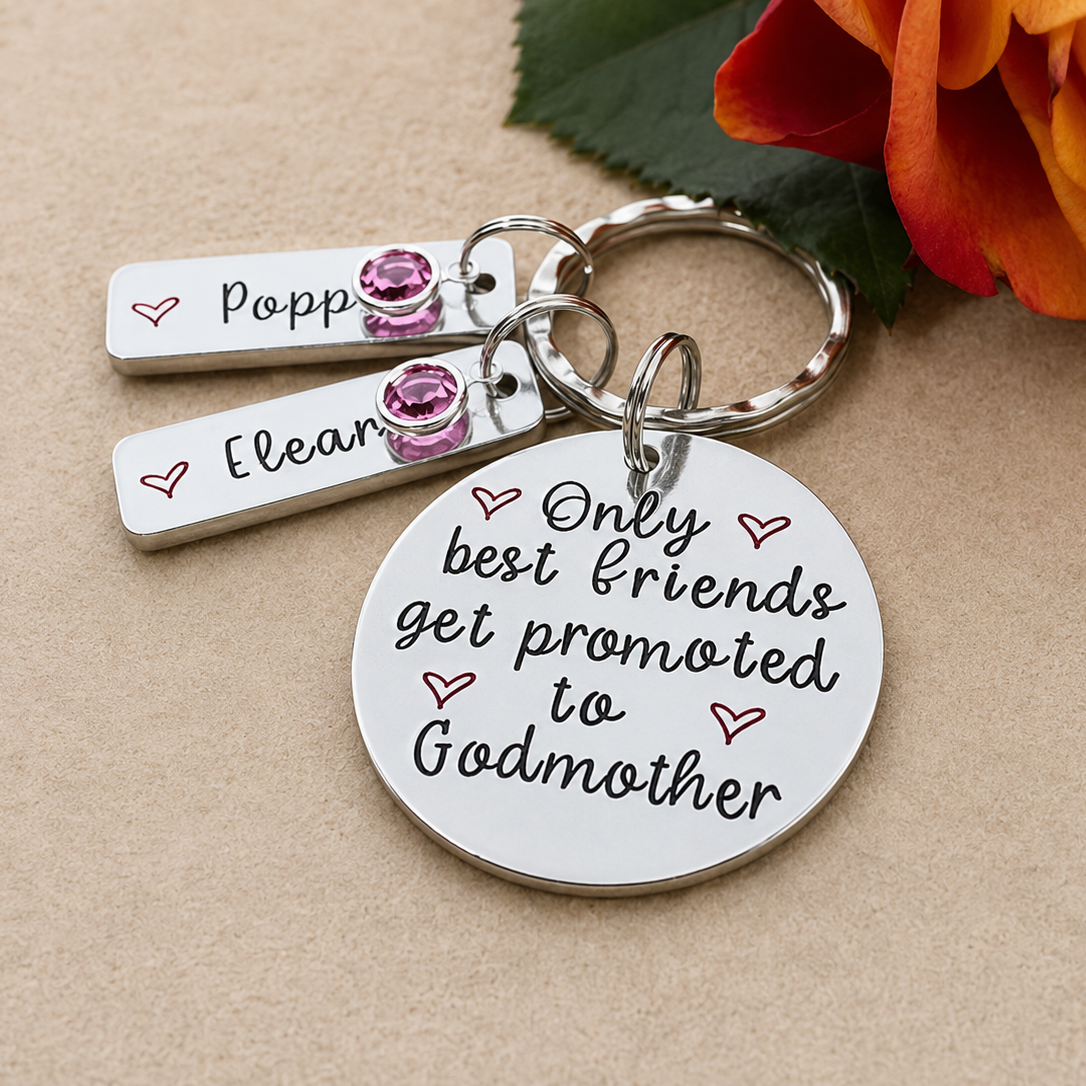 Godmother Keyring with Birthstones