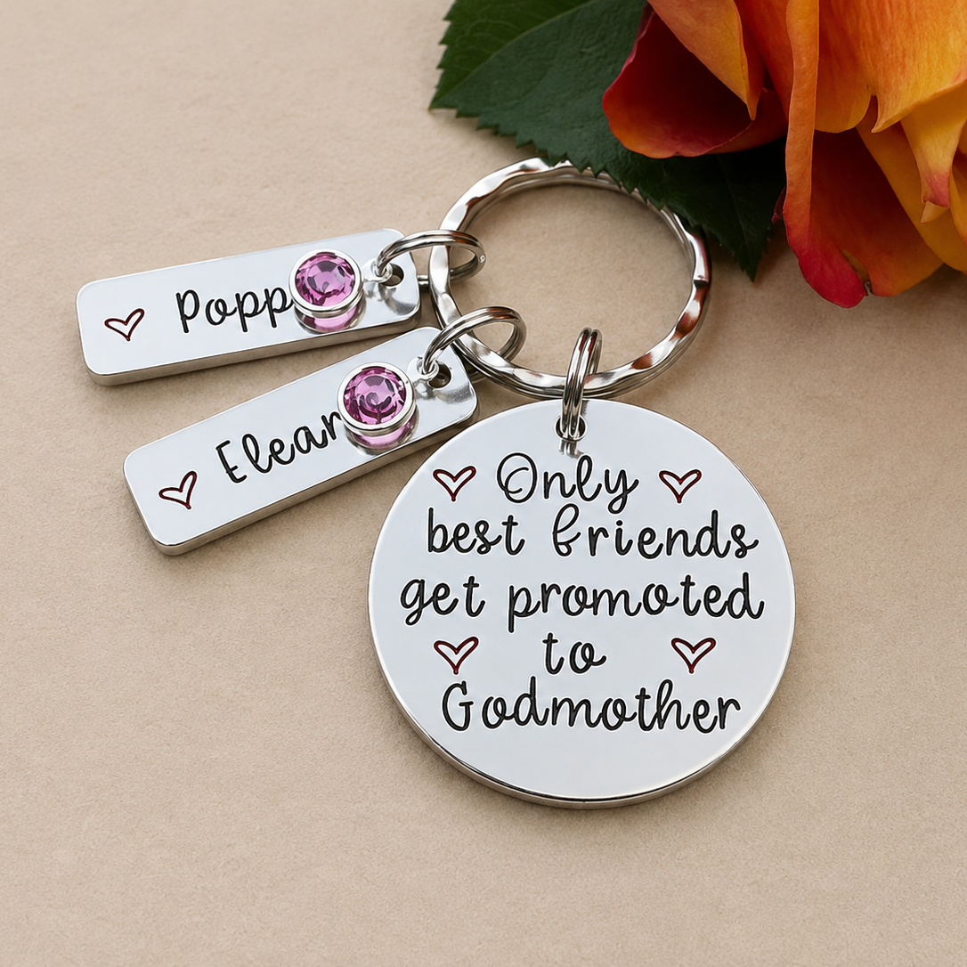 Godmother Keyring with Birthstones