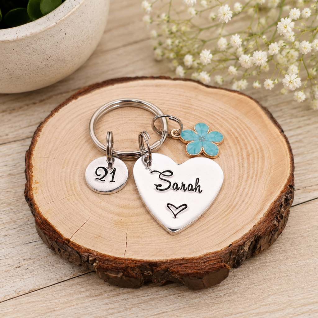 Personalised Birthday Keyring, 21st Birthday Gift for Her, Custom Name Keychain