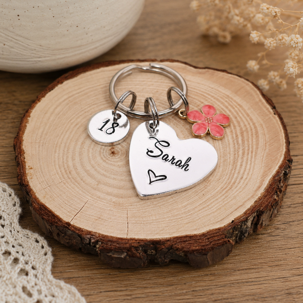 Personalised Birthday Keyring, 18th Birthday Gift for Her, Custom Name Keychain