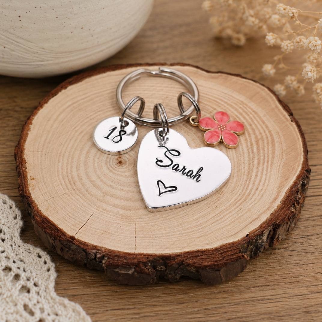 Personalised Birthday Keyring, 18th Birthday Gift for Her, Custom Name Keychain