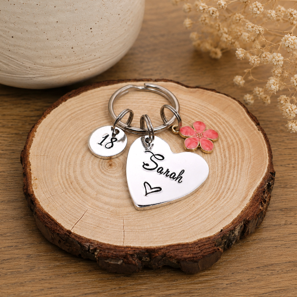 Personalised Birthday Keyring, 18th Birthday Gift for Her, Custom Name Keychain