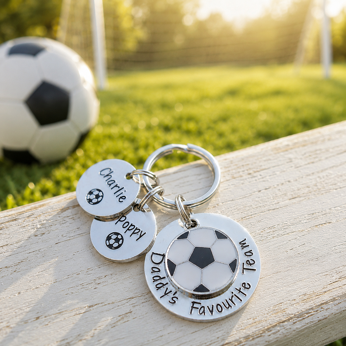 Daddys Favourite Team Football Keyring