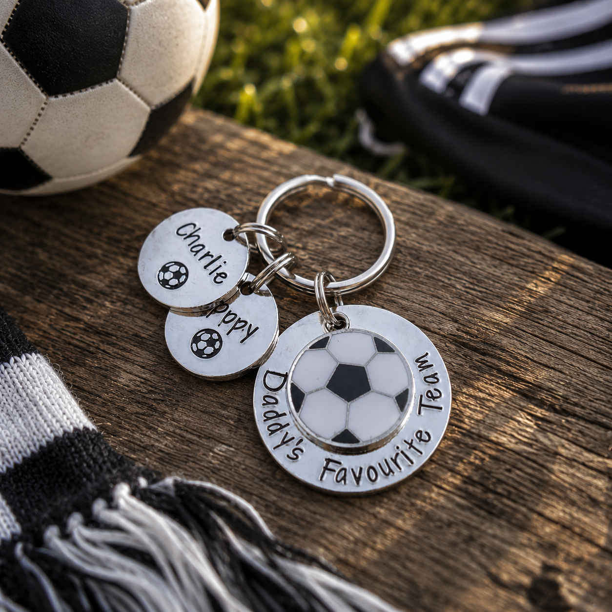 Daddys Favourite Team Football Keyring