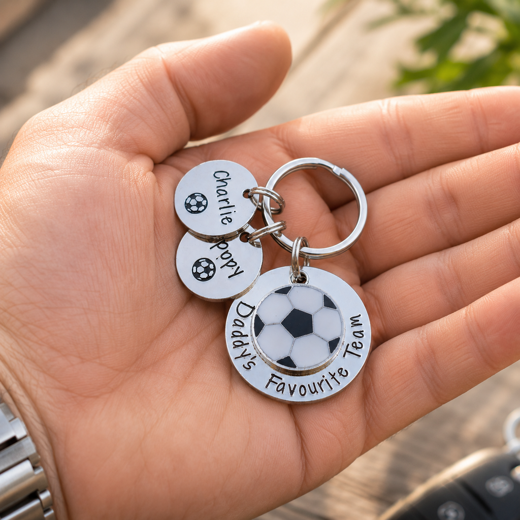 Daddys Favourite Team Football Keyring