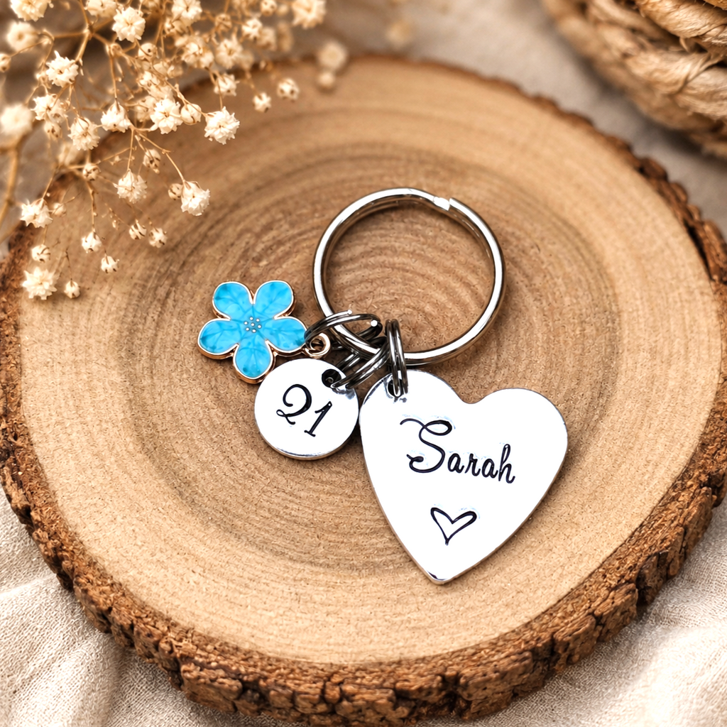 Personalised Birthday Keyring, 21st Birthday Gift for Her, Custom Name Keychain