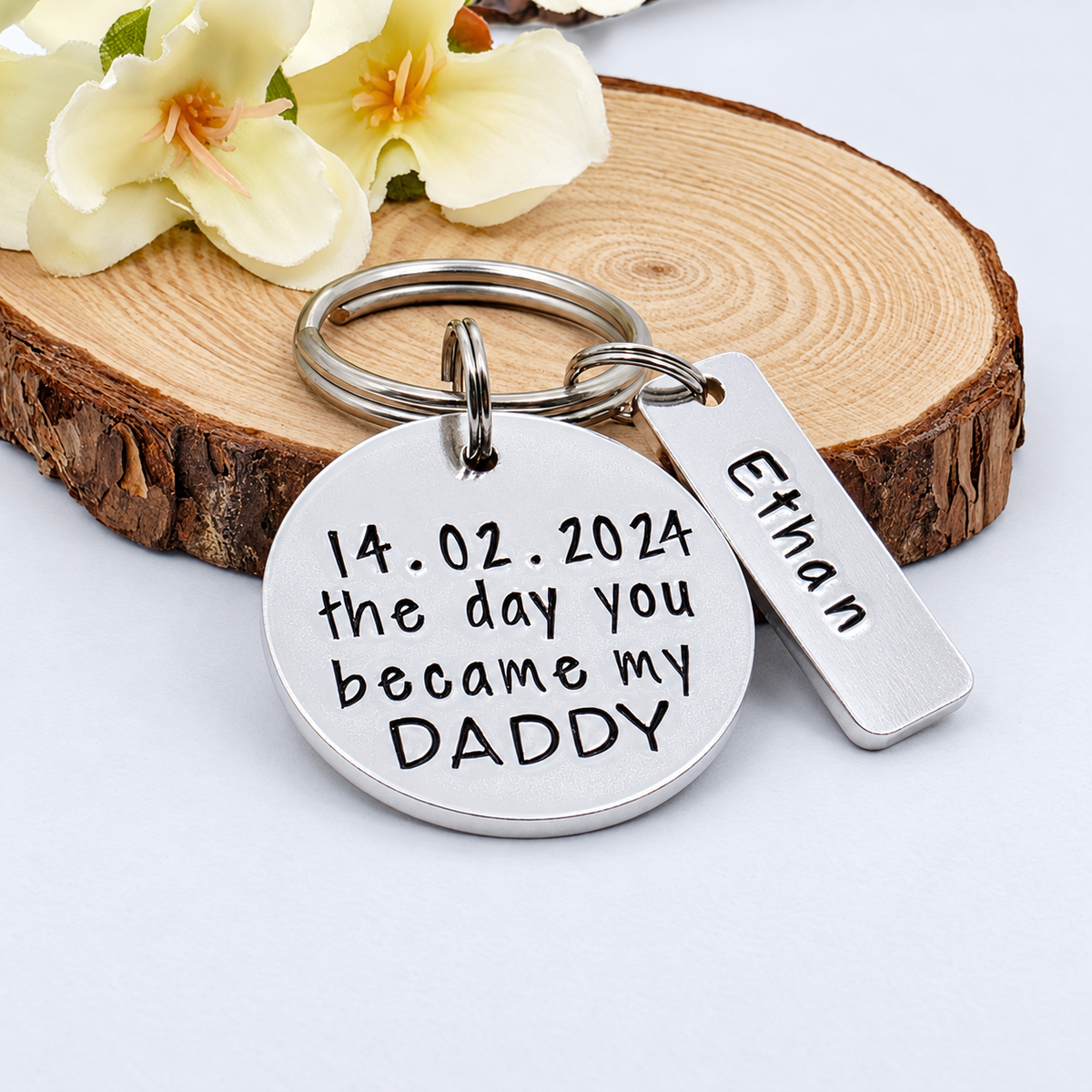 'The Day You Became My Daddy' Keyring
