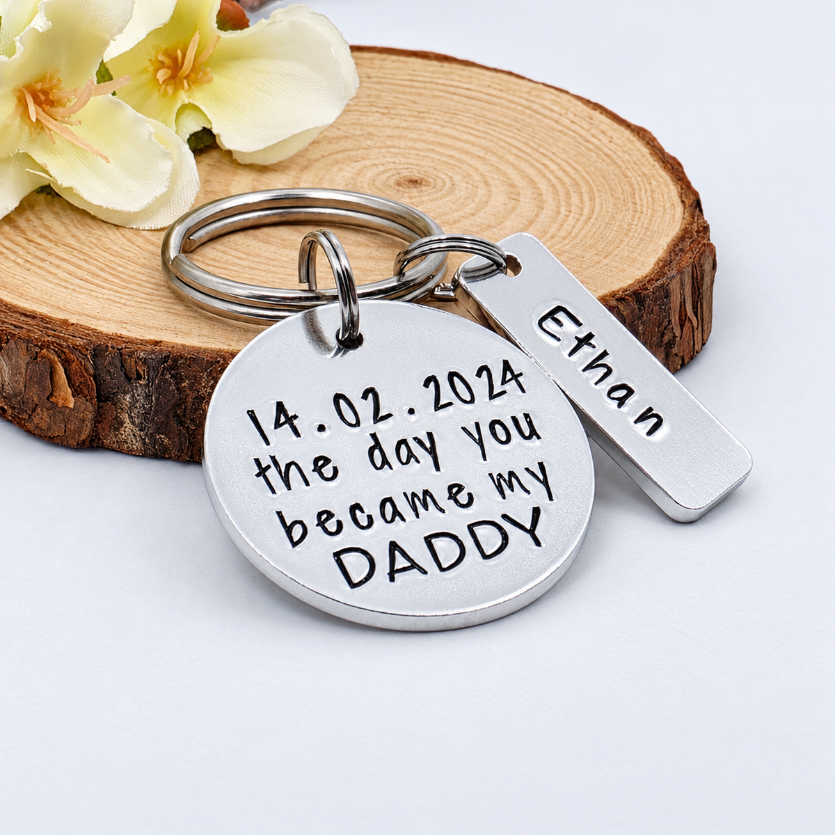 'The Day You Became My Daddy' Keyring