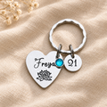 Personalised 21st Birthday Name Keyring with Birth Flower & Birthstone