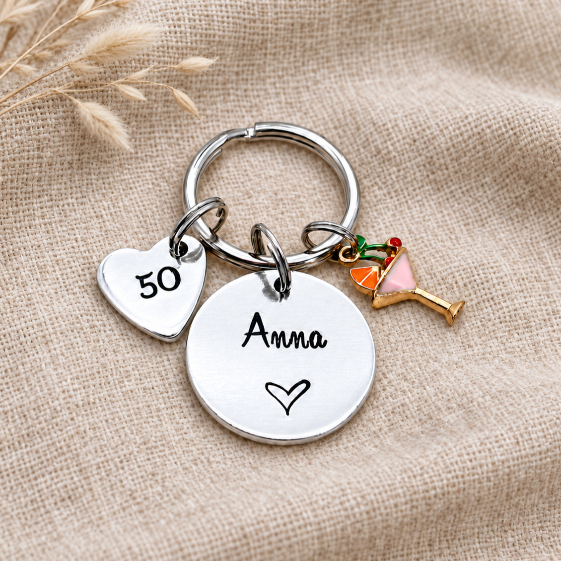 Personalised Womens 50th Birthday Gift, 50th Birthday Keyring