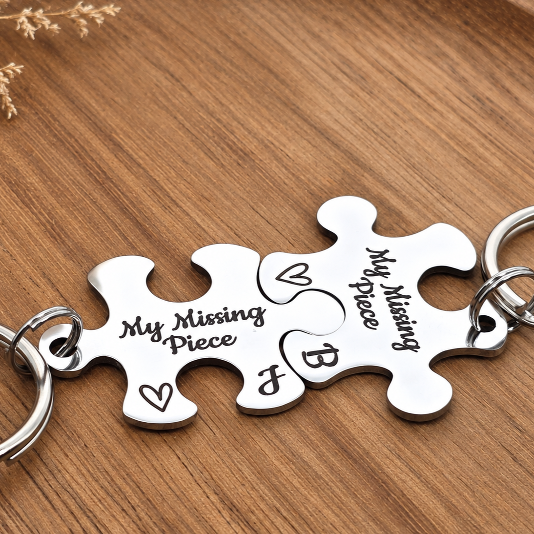 Puzzle Keyrings for Couples, Personalised Missing Piece Gift, Anniversary Valentines Gift