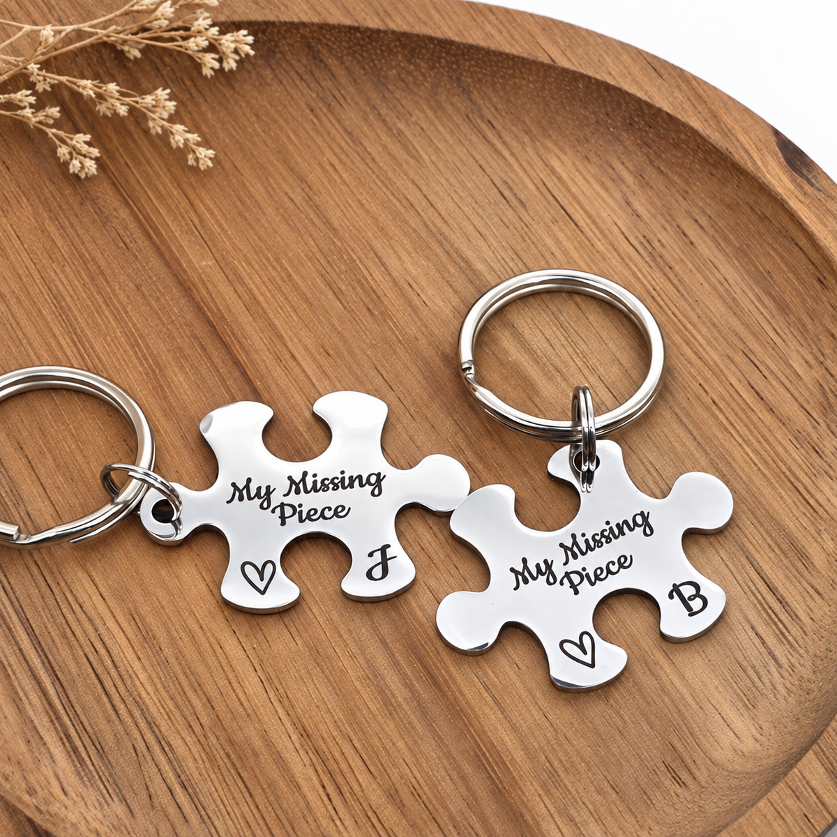 Puzzle Keyrings for Couples, Personalised Missing Piece Gift, Anniversary Valentines Gift
