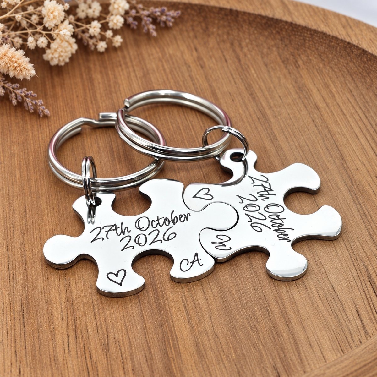 Special Date Puzzle Couple's Keyring Set