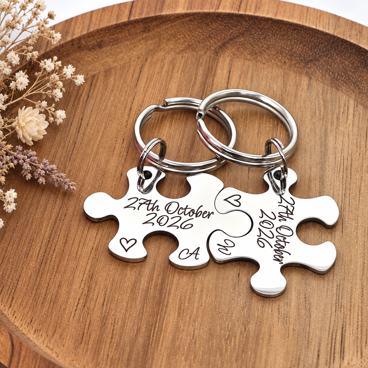 Special Date Puzzle Couple's Keyring Set