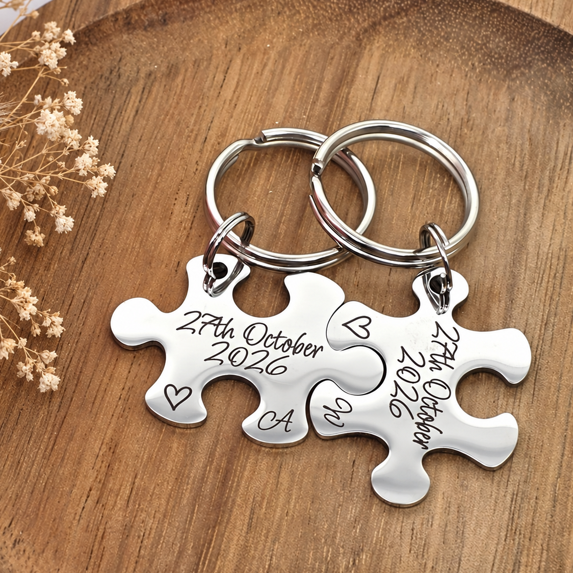 Special Date Puzzle Couple's Keyring Set