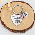 Personalised 18th Birthday Keyring with Birth Flower & Birthstone