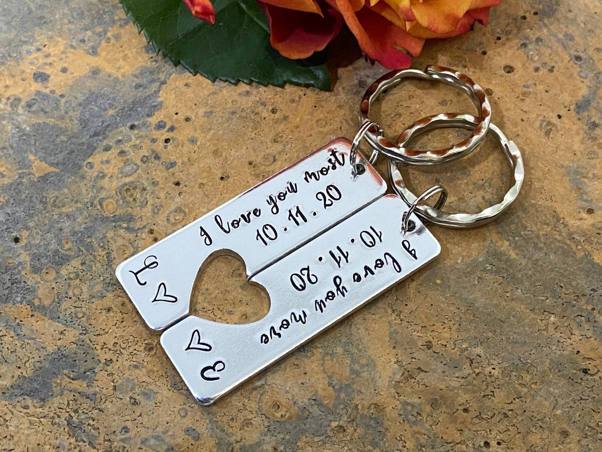 'I Love You More/Most' Couple's Keyring Set