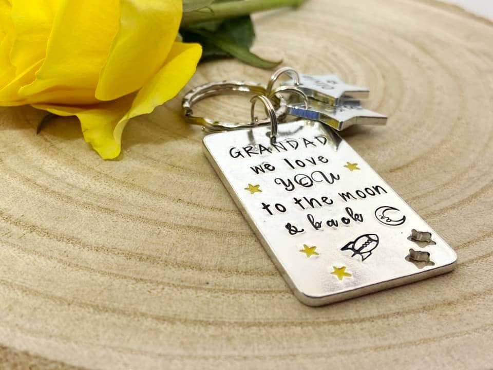 'Grandad We Love You To The Moon and Back' Keyring