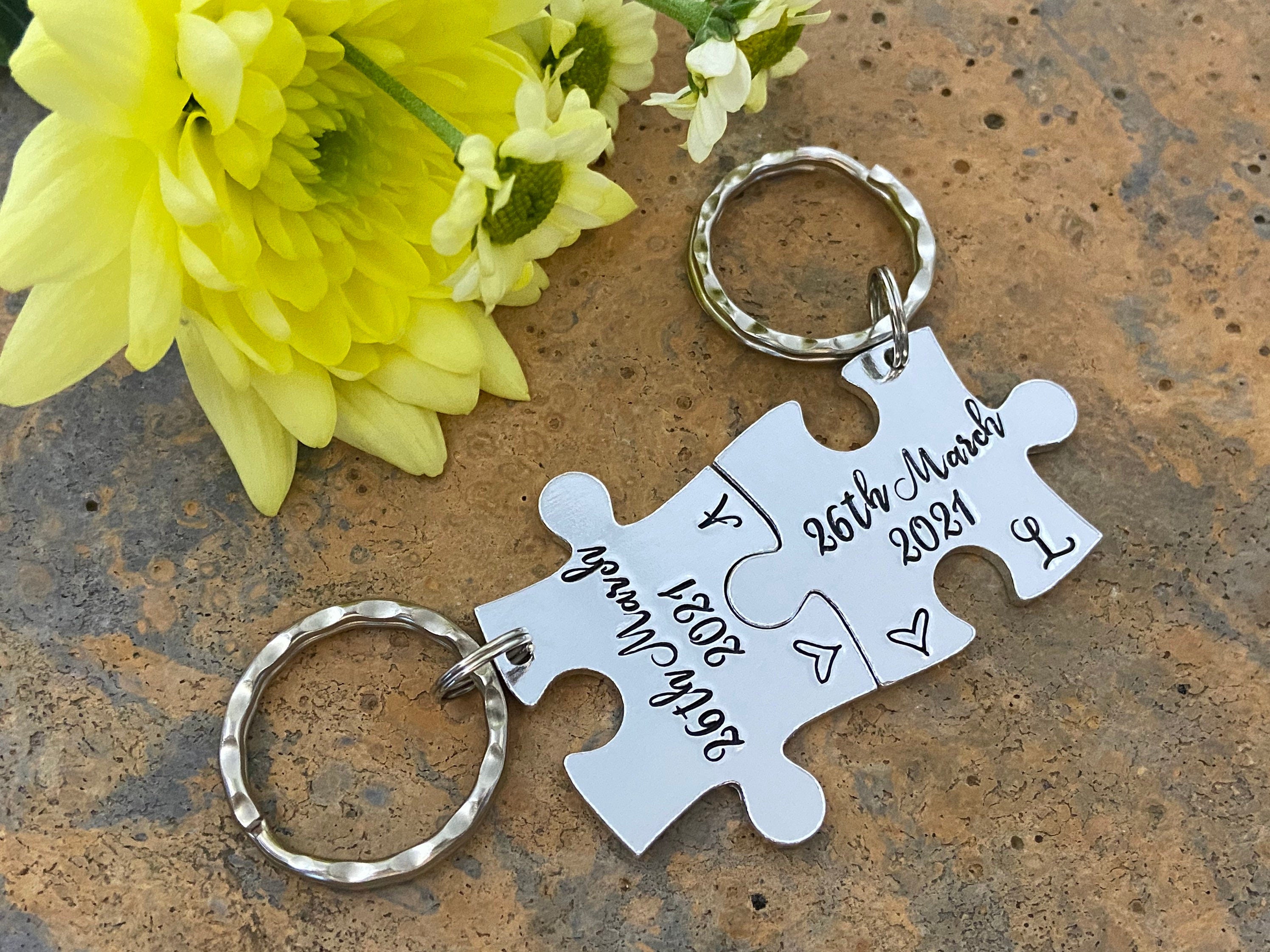 Special Date Puzzle Couple's Keyring Set