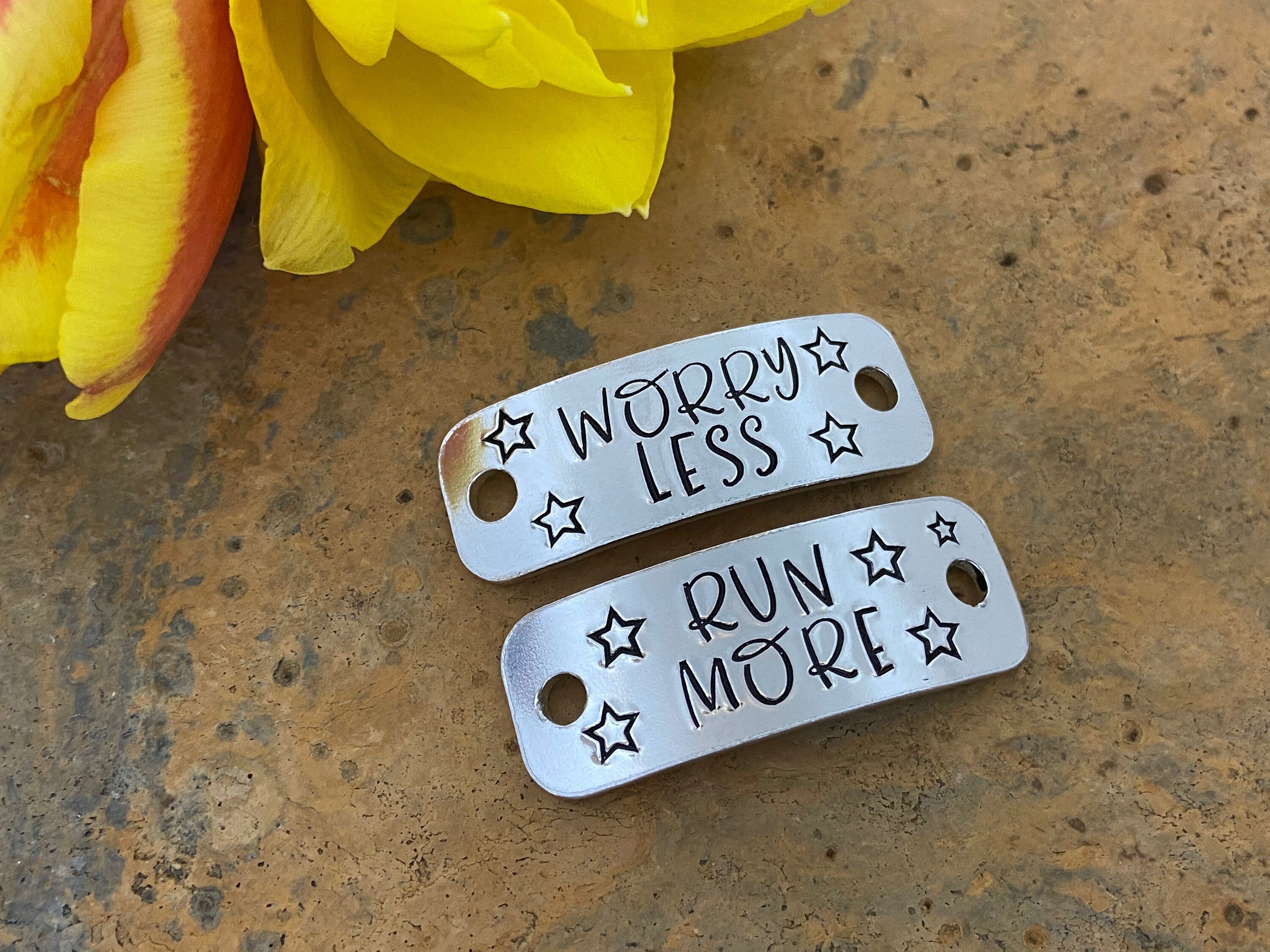 'Worry Less Run More' Trainer Tags