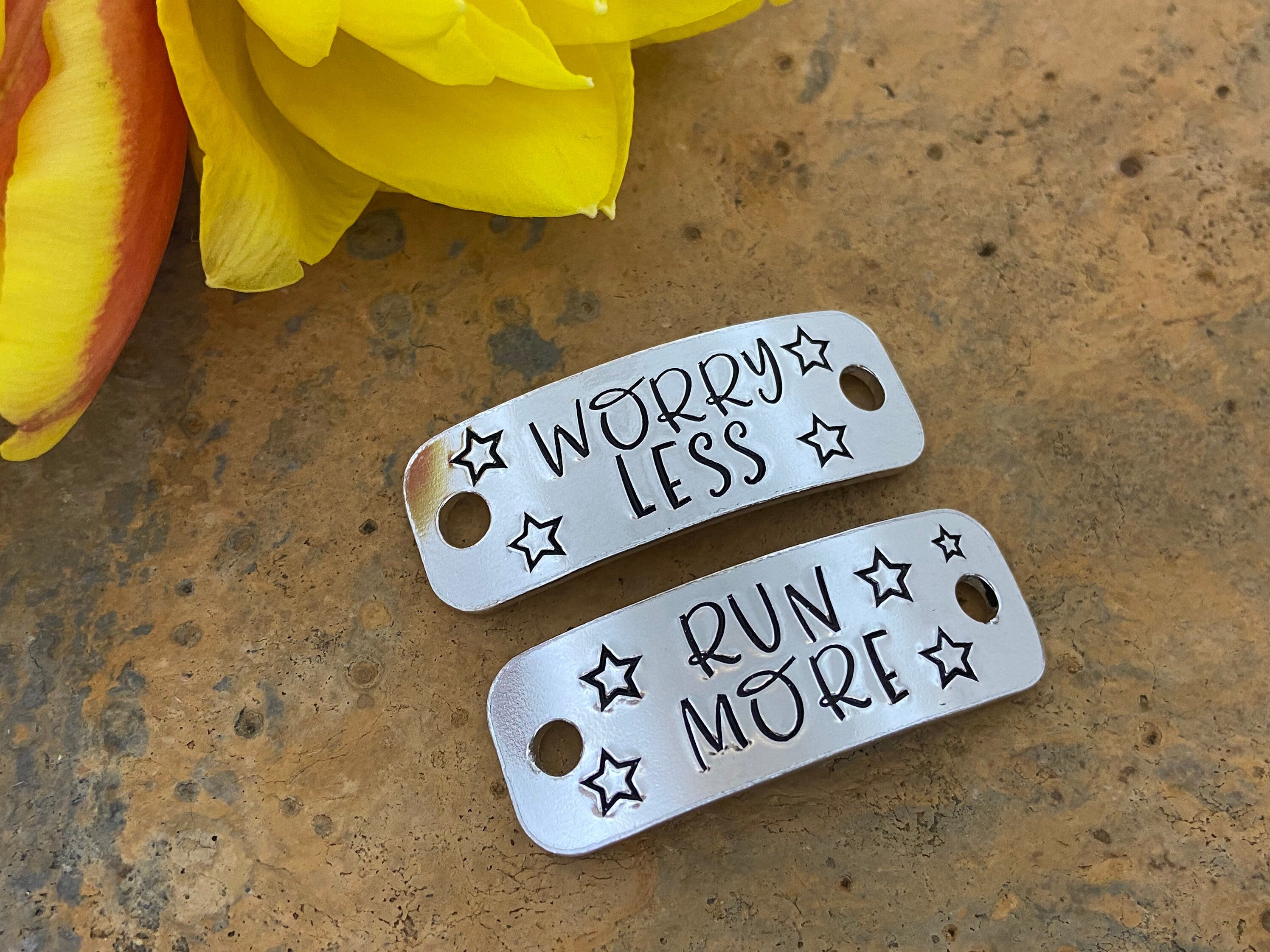 'Worry Less Run More' Trainer Tags